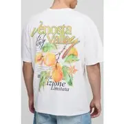 Mens White Oversized Fruit Back Print T-Shirt