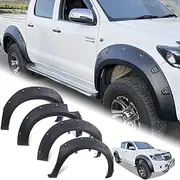 SUERAUTO4X4 Fender Flares for Toyota Hilux N70 2005-2015 Accessories Vigo SR5 SR Workmate, Car Wheel Arches Protector Guard Cover Trim Extra Wide Body Kit Matte Black Rivet Bolt Style (30MM)