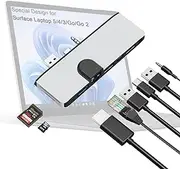 Surface Laptop 5/4/3, Surface Laptop Go Hub Docking Station with 4K@30HZ HDMI,100Mbps RJ45, 2*USB 3.0, USB-C, SD/TF,3.5mm Audio Port, Dual Display Accessories for Surface Laptop 3/4/5,Laptop Go