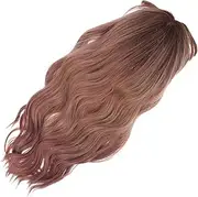 Baluue 58cm Graduated Smoke Grey Pink Long Wig Bangs Daily Party Real Human Hair Vibrant Curls