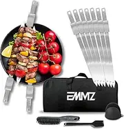 BBQ Skewer Set–16.5"Stainless Steel skewers with removable Slider Storage Bag (Set of10) Flat metal skewers for grilling kebab-Skewers for Kabob Barbecue meat vegetable-Grill sticks for camping