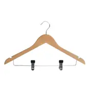 Dolphy Standard Hook Hanger with Clips (Pack of 50) - Natural Wood