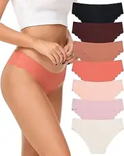 [Levao] Pack of 7 Seamless Briefs Women's Underpants Seamless Underwear Wave Hemmed Hipster Soft Stretch Panties Invisibles No Show Breathable Bikini S-XL