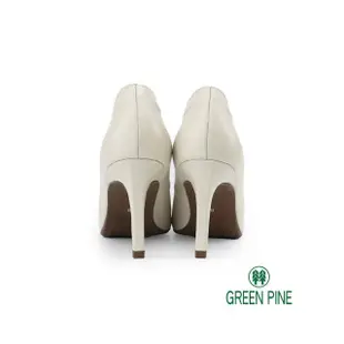 【GREEN PINE】浪漫側V素面高跟鞋米白色(00289222)