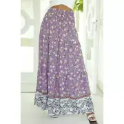 Tiered Printed Elastic Waist Skirt