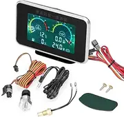 Water Temp Gauge, 4-in-1 Car LCD Meter Digital Oil Pressure Voltage Water Temperature Fuel Gauge Universal Instrument for Car Truck SUV RV