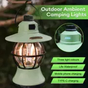 Camping LED Light Retro Hanging Outdoor Camping Tent Lantern Lamp Rechargeable