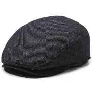 Men's Newsboy Cap with Earflaps Flat Ivy Caps Gatsby Golf One Size Black Square