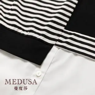 【MEDUSA 曼度莎】現貨-黑白假兩件式拼接襯衫（M-XL）｜女上衣 女襯衫 上班穿搭(101-76601)