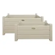 2pc Esschert Design Wooden Rectangular Garden Planter Small & Large White