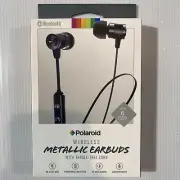 Polaroid Wireless Metallic Earbuds Bluetooth Tangle Free Cord NEW FREE SHIPPING