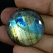 37.20Cts Natural Multi Power LABRADORITE Round Cabochon Loose Gemstone Size 26mm
