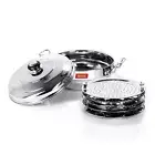 Stainless Steel Induction Gas Multi Utility Kadhai Wok Set with Lid and 5 Plates
