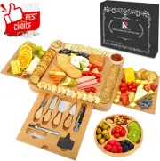 Bamboo Cheese Board Gift Set, Charcuterie Board & Knife Wedding Anniversary Gift