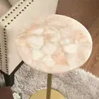 Handmade Round Pink Quartz Stone Coffee Table Top Elegant Cafe Furniture Decor