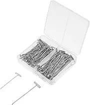 SEWACC 150pcs Pins for Blocking Knitting and Crochet Strong Steel Pins for Sewing and Craft Projects Durable T Shape Pushpins with Organized Storage Box for Wig Styling