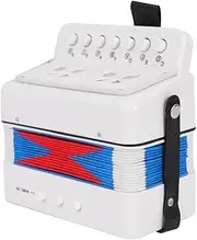 Btuty Accordion 7 Buttons 2 Bass Musical Instrument ABS Material for Beginners Button Accordion Light Hand-Eye Coordination Performance on Stage
