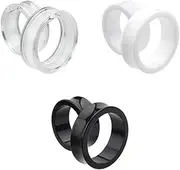 [Generic] 3 PAIR (6pcs) BLACK WHITE CLEAR ACRYLIC TUNNELS Double Flare Gauges Solid Saddle Thin Ear Flesh Plugs 1066