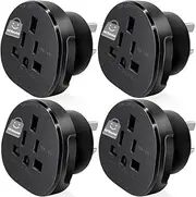 SAA Certified UK,USA,CA to AU,NZ Adapter Plug, Insulated Pins International Power Adapter China Socket, Australia, New Zealand Travel Power Plug, Black, Pack of 4