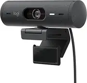 Logitech Brio 500 Full HD Webcam with Auto Light Correction, show Mode, Dual Noise Reduction Mics, Webcam Privacy Cover, Works with Microsoft Teams, Google Meet, Zoom, USB-C Cable, Streaming -Graphite