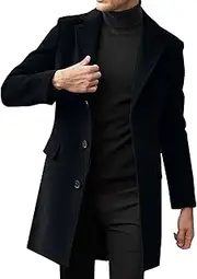 [Generic] Men's Winter Coat Jacket Style Fashion Handsome Long Wool Overcoat Comfortable Warm Soft Coats Zip up Sweatshirts for Men Fleece
