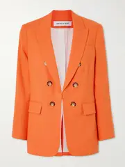[Veronica Beard] Veronica Beard - Bexley Dickey Button-embellished Linen-blend Blazer - Orange - US6 US 6 Orange