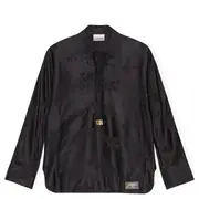 [GANNI] Fluid Satin Jacquard Tie String Shirt