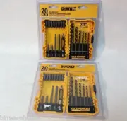New (2) Sets Of DeWalt DWA20DDQ4 20 piece Drill Driver Set NEW SEALED PACKAGES
