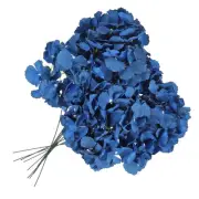 10 Pcs Silk Hydrangea Head with Stem, Artificial Flowers (Navy Blue)