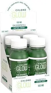 Chlorophyll Detox 100% Organic Extract, Fat Burning Water, 7 Days Body Detoxifying Plan - Accelerates Green Apple Detox 200% (4 Pack)