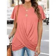 Women's T Shirt Solid Color Plain Classic Modern Casual Short Sleeve Crew Neck Regular Tops Daily Weekend Black White Light Green Pink Blue Summer