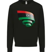 Curled Libya Flag Libyan Day Football Kids Sweatshirt Jumper