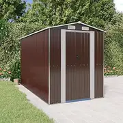 Garden Storage Shed, Outdoor Storage Shed Tool Store Cabinet Garden Shed Dark Brown 192x357x223 cm Galvanised Steel