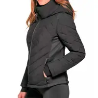在飛比找ETMall東森購物網優惠-CK 2024女時尚黑拚色羽絨連帽拉鍊外套