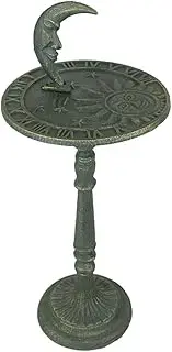 Verdigris Green Finish Cast Iron Sun, Moon and Stars Celestial Sundial - Decorative Garden Pedestal Sun Clock - Outdoor Decor Masterpiece - 23 Inches High