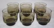 6 Vintage 1970s Libby Tawny Accent Cocktail / Juice Glasses - 2-3/4" Tall - 5 oz