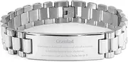 [Generic] Grandad Stainless Steel Bracelet Engraved Psalm 145: 18-19 Hope and Inspiration for Holidays, Small, Silver Plated Zinc, Cubic Zirconia