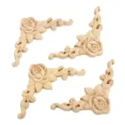 4pc/set Wood Carved Corner Onlay Applique Cabinet Decal For Home Furniture Decor