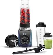 [Tefal] Mix Powerful Mini Blender, Silent Mode, 1000W, 8 Automatic Pre-Sets, Automatic Cleaning Program, BL19H4G0 Moving Bottles, Borealis Blue