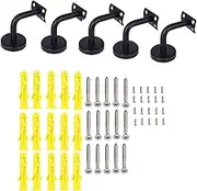 Stair Handrail 5PCS Black-Bend Joint Stair Handrail Sturdy Handrail Bracket, Solid Railing Handrail Bracket Support Rail