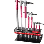 Durable 8-Piece SAE T-Handle Hex Wrench Set with Storage Rack - Chrome Vanadium
