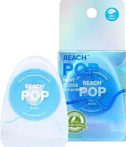 REACH POP Dental Floss, Mint, Plaque Remover for Teeth, Shred Resistant, Vegan Wax, Cruelty Free, Eco Friendly Packaging, Oral Care, PFAS Free, for Adults & Kids, 1 Pack, 54.6 yd