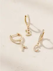 [Anita Ko] Anita Ko - Initial Huggie 18-karat Gold Diamond Single Earring - E E Gold