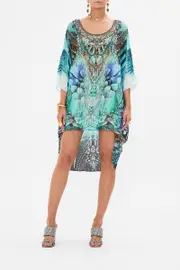 SCOOP BACK HEM DRESS AZURE ALLURE