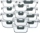 M MCIRCO 24-Piece Glass Food Storage Containers with Upgraded Snap Locking Lids,