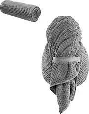 Microfiber Hair Towel Wrap for Women - Fast Drying Turban for Long, Thick, Curly Hair, Dark Gray