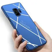 Stripped Lines Pattern Micro Matte Anti Fingerprint Phone Case For Samsung Galaxy S9 7157 BLACK+BLUE
