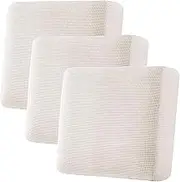 H.VERSAILTEX High Stretch Individual Seat Cushion Covers Sofa Slipcovers Couch Cushion Protector Sofa Covers Rich Jacquard Textured Twill Fabric (3 Pack for 3 Cushion, Ivory)