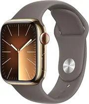 [Apple] Watch Series 9 [GPS + Cellular 41-mm] Smartwatch with Stainless Steel Case with Gold Sport Band S/M