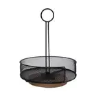 Rotating Seasoning Storage Rack Tabletop Spice Organizer with Handle Farmhouse